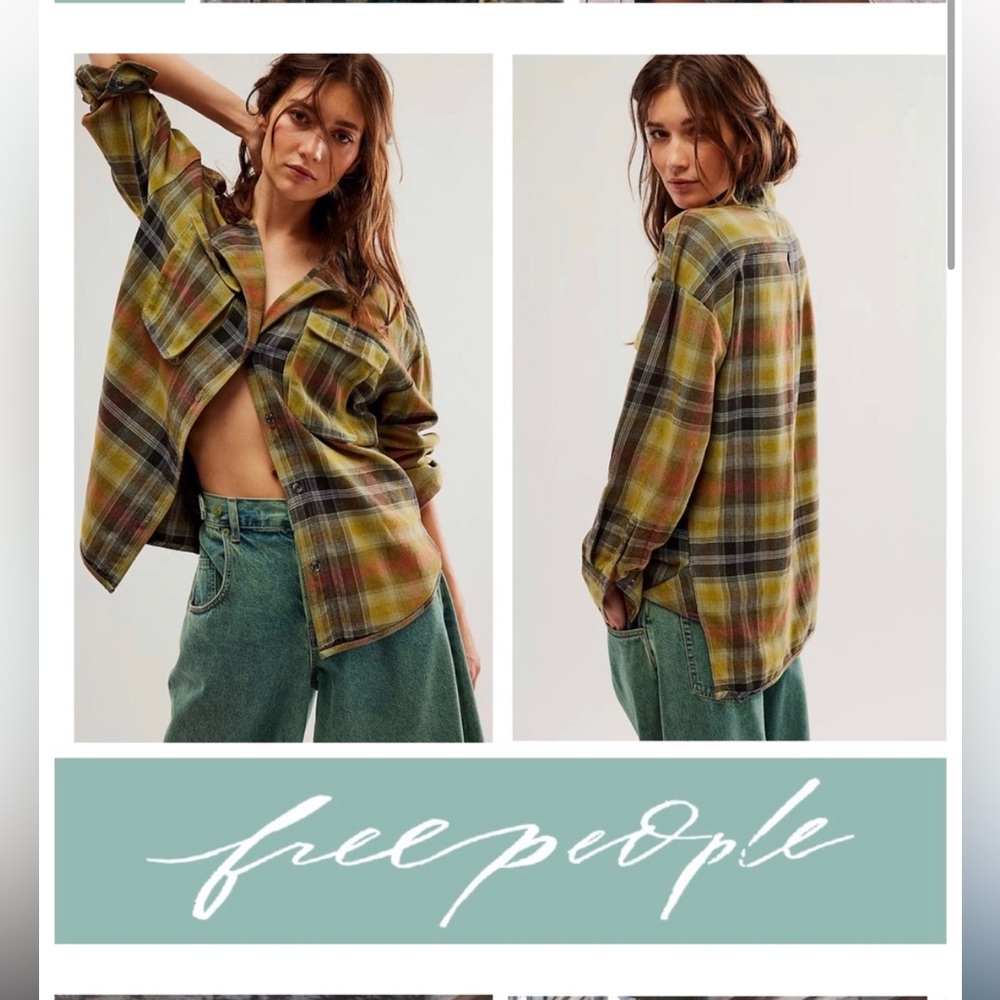 New NWOT Free People Izzy Cargo Flannel Shirt